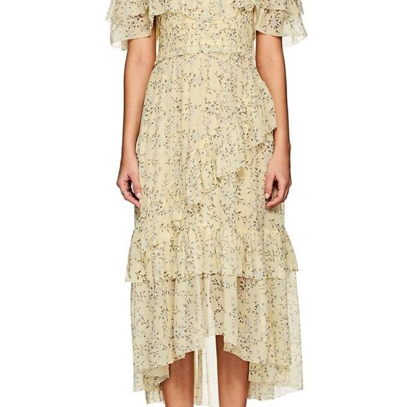 *NWT* ULLA JOHNSON PENNINAH YELLOW FLORAL MIDI DRESS SZ US 4 100% SILK - Picture 5 of 11